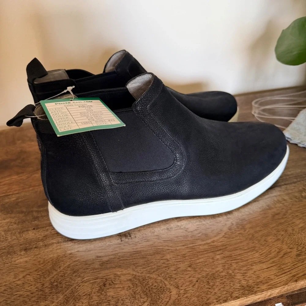 Traq by Alegria PGLITE Chelsea Boots Black Leather EU 43 Sneakers Athleisure